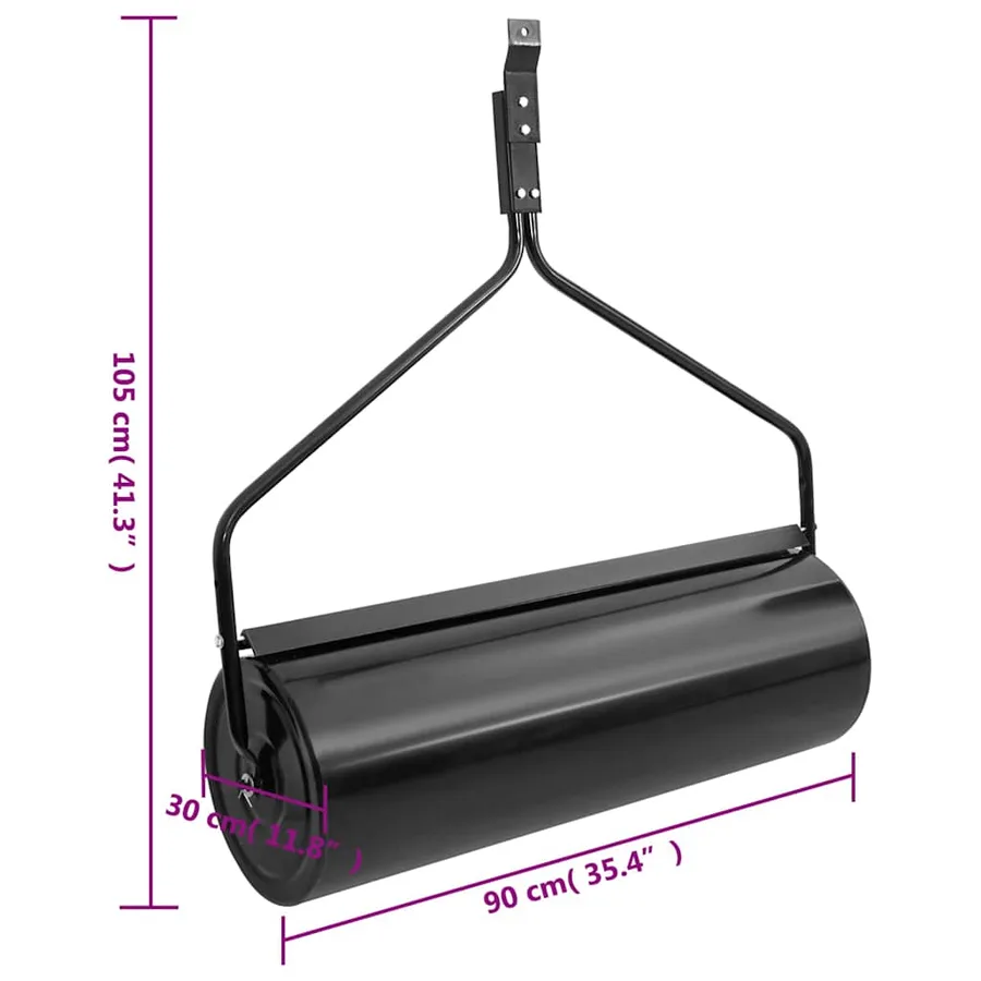 Rouleau à gazon à pousser de jardin noir 63 L fer - 6