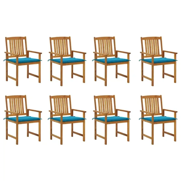 Chaises de jardin avec coussins lot de 8 Bois d'acacia solide