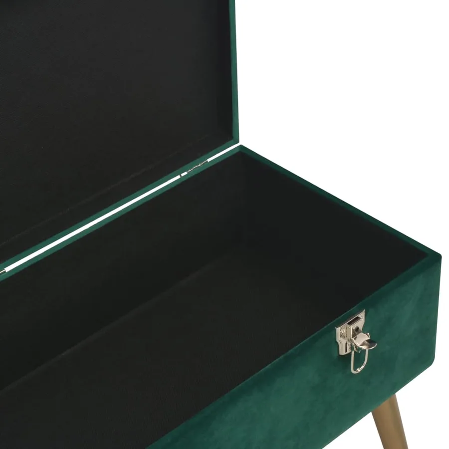 Banc avec compartiment de rangement 80 cm Vert Velours - 5