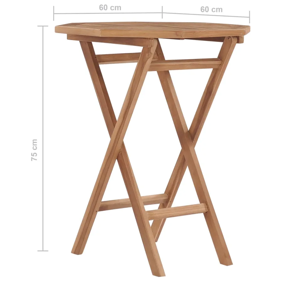 Table pliable de jardin 60x60x75 cm Bois de teck solide - 7