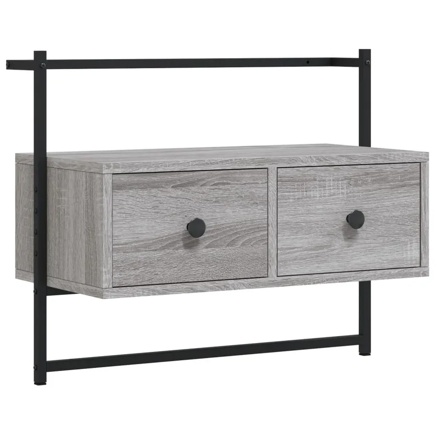 Meuble TV mural sonoma gris 60,5x30x51 cm bois d'ingénierie - 2