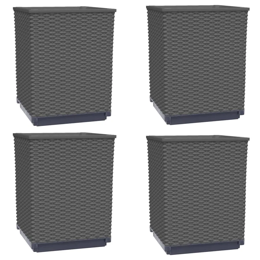 Jardinières 4 pcs noir 30x30x37 cm polypropylène - 2