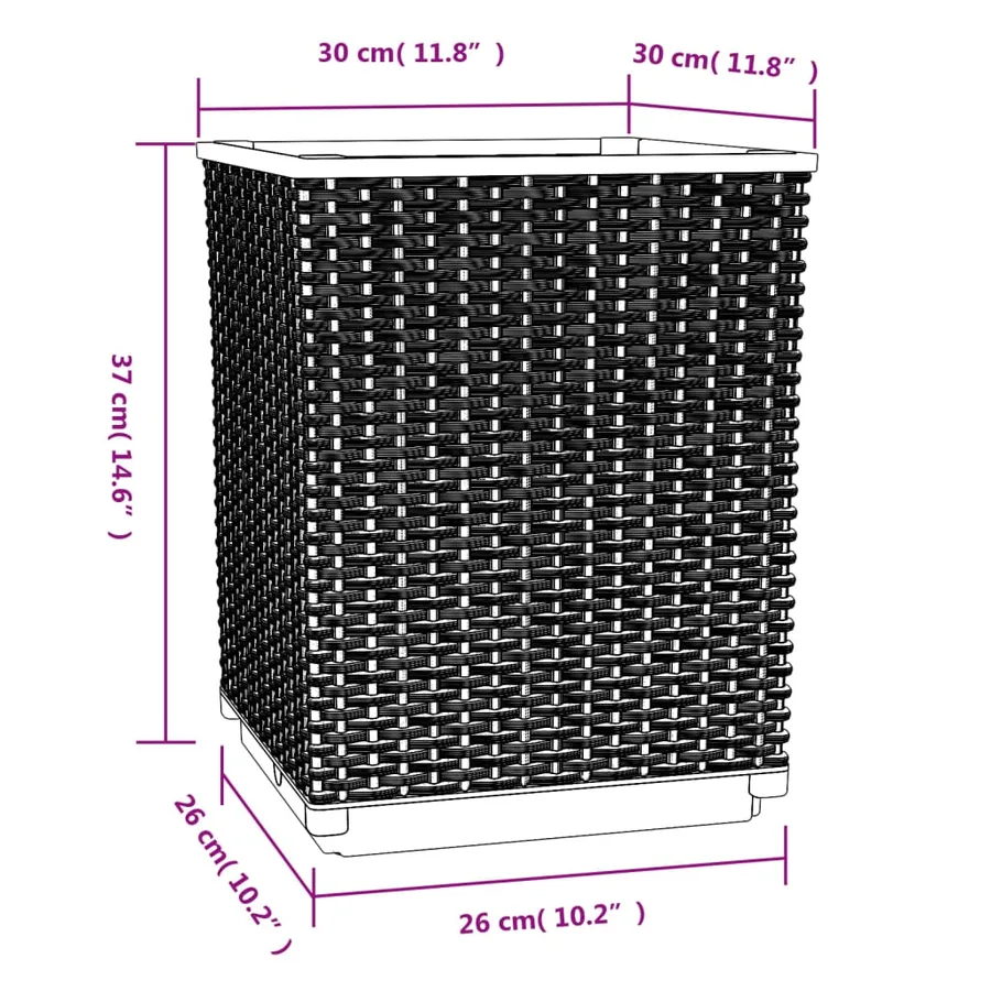 Jardinières 4 pcs noir 30x30x37 cm polypropylène - 8