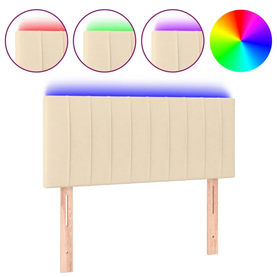 Tête de lit à LED Crème 100x5x78/88 cm Tissu - 2