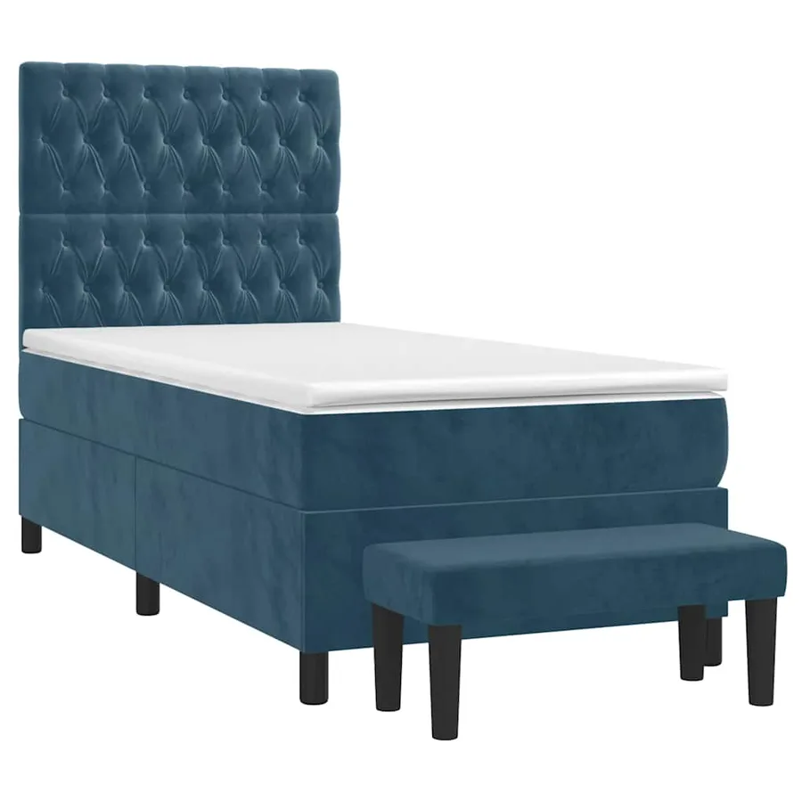 Sommier à lattes de lit avec matelas Bleu foncé 100x200 cm - 3