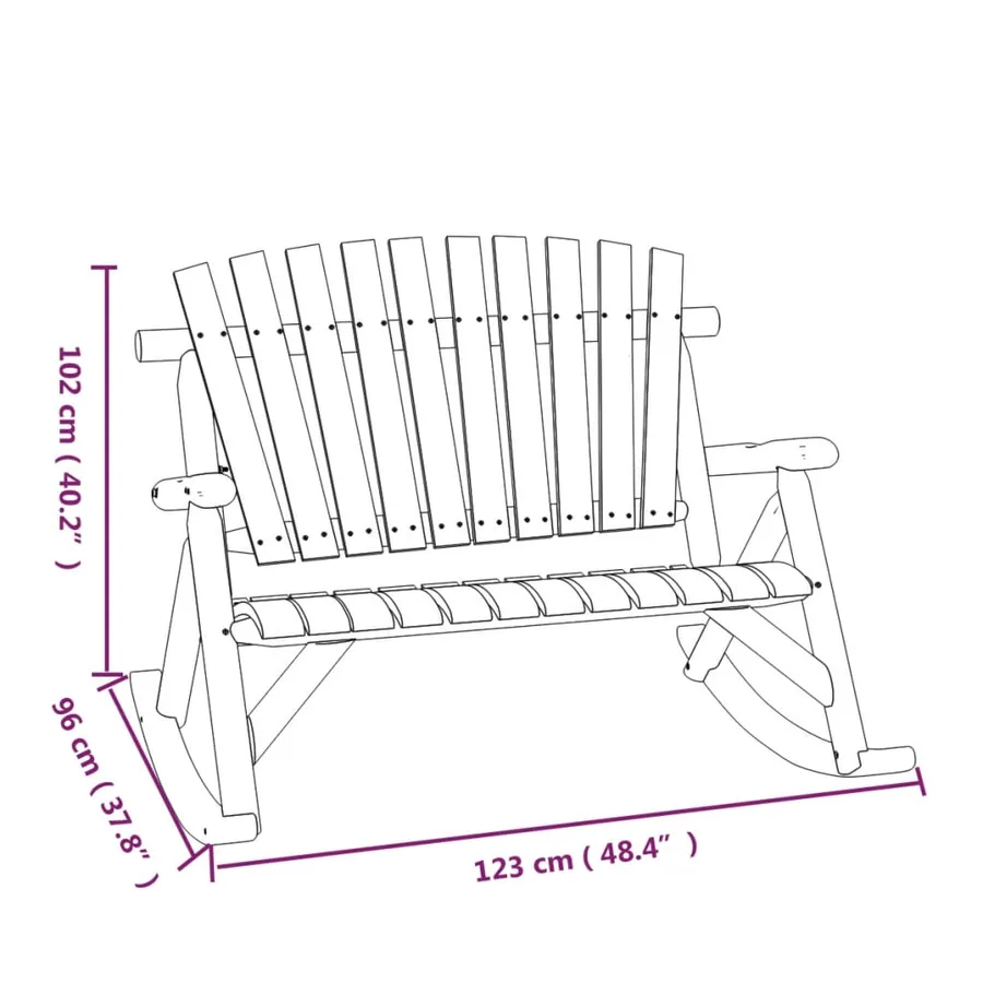 Banc à bascule jardin 2 places 123x96x102 cm bois massif épicéa - 6