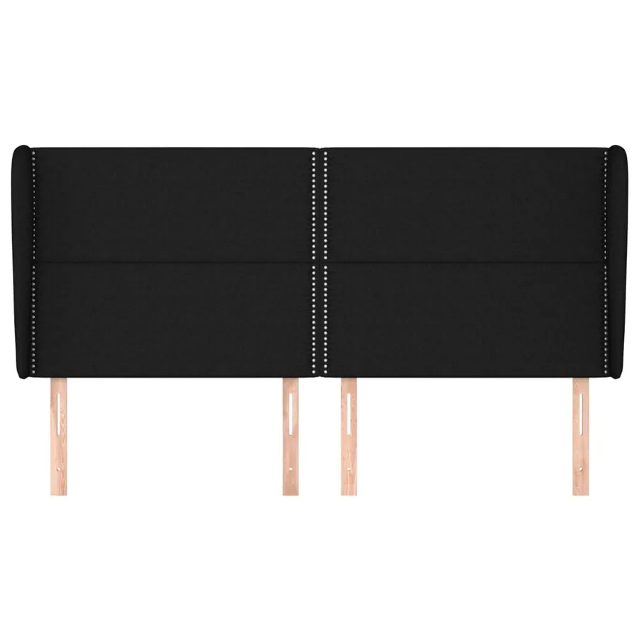 Tête de lit avec oreilles Noir 163x23x118/128 cm Tissu - 3