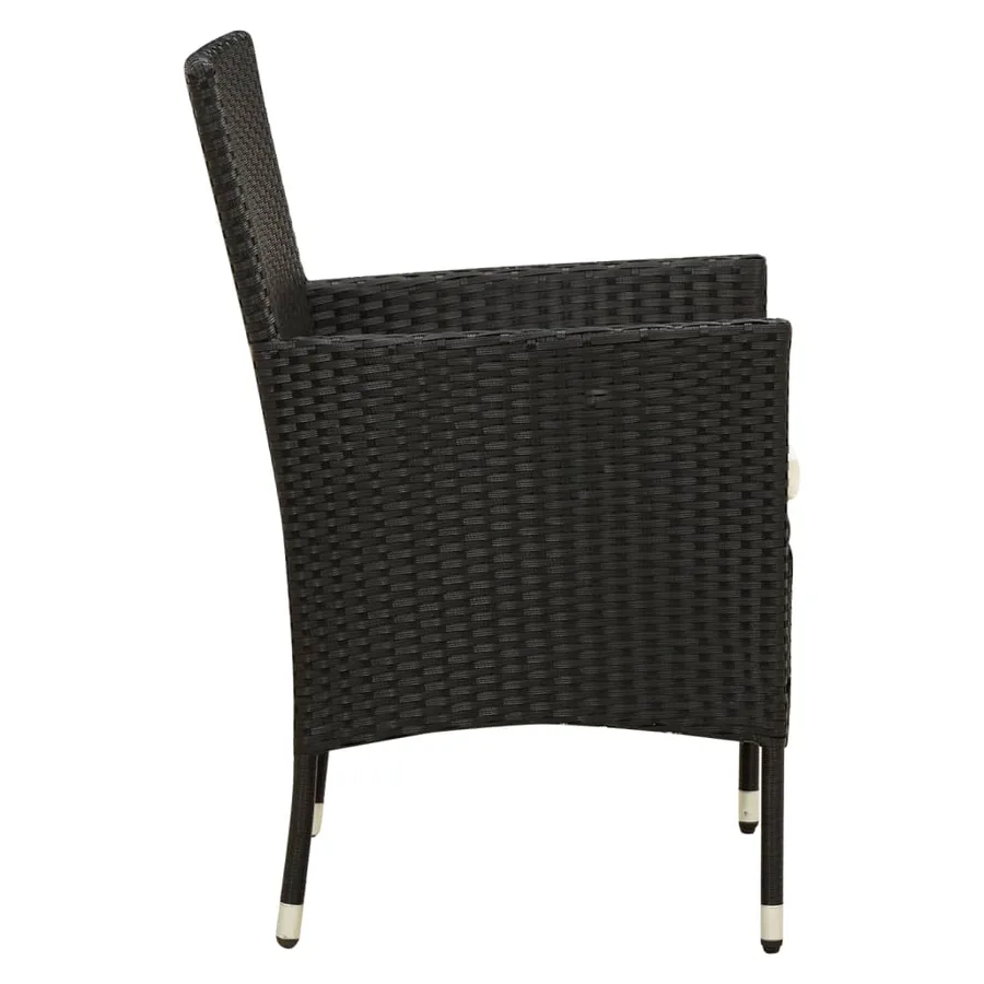 Ensemble à manger d'extérieur 9pcs coussins résine tressée noir - 5