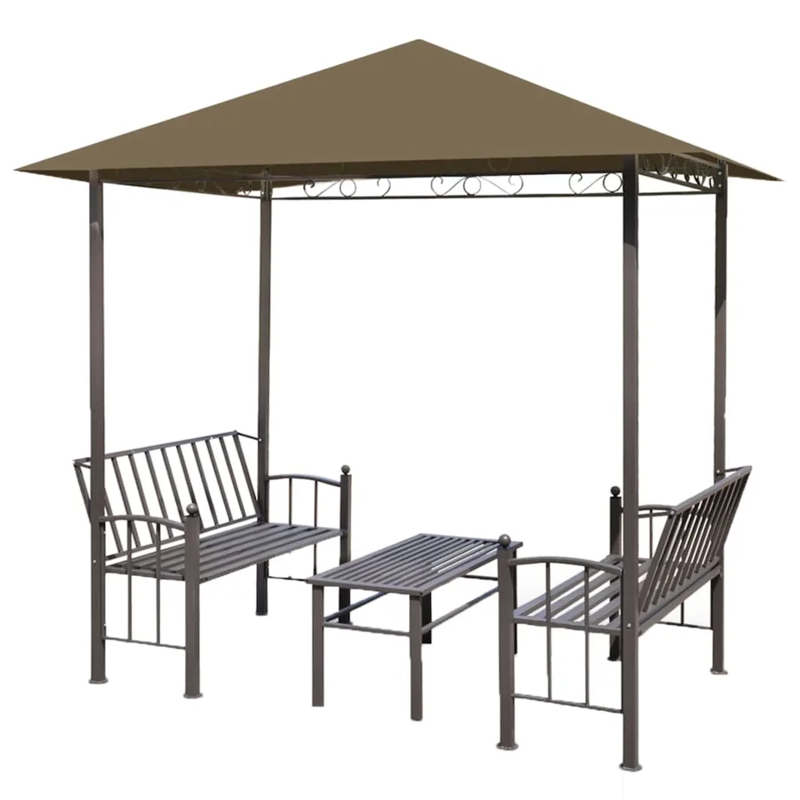 Pavillon de jardin et table et bancs 2,5x1,5x2,4m Taupe 180g/m² - 2