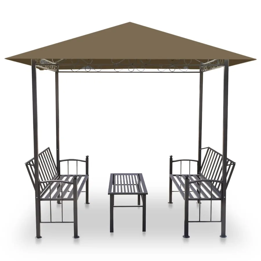 Pavillon de jardin et table et bancs 2,5x1,5x2,4m Taupe 180g/m² - 3