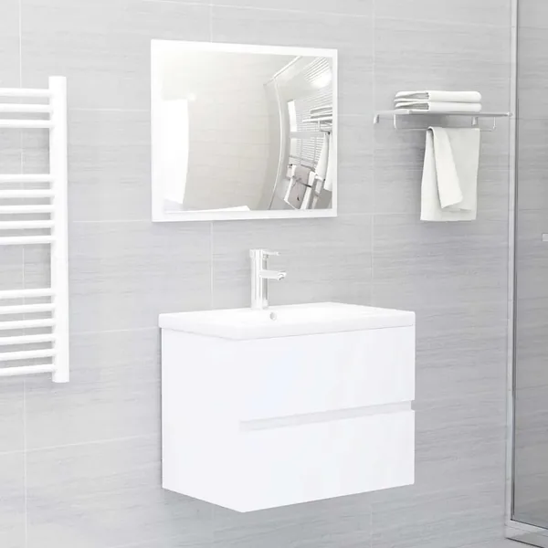 Ensemble de meubles salle de bain 2 pcs blanc bois d'ingénierie