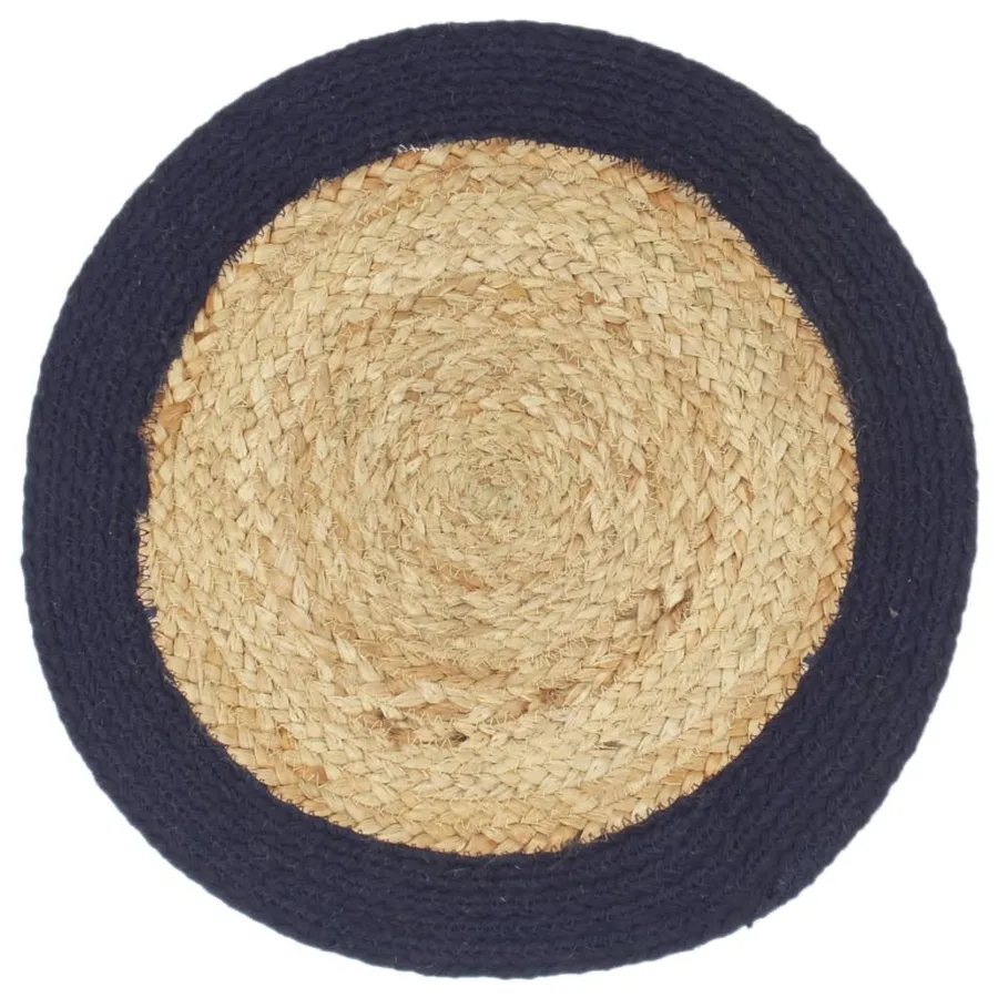 Napperons 4 pcs Naturel et bleu marine 38 cm Jute et coton - 2