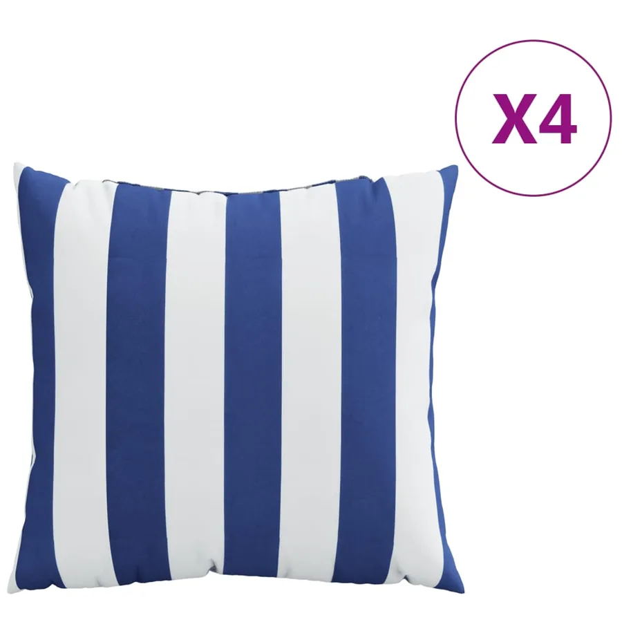 Coussins décoratifs lot de 4 Rayures bleues et blanches 60x60cm - 2