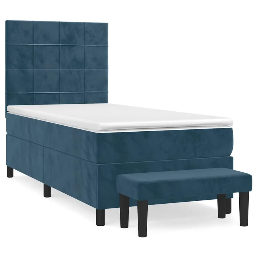 Sommier à lattes de lit avec matelas Bleu foncé 90x200 cm - 2