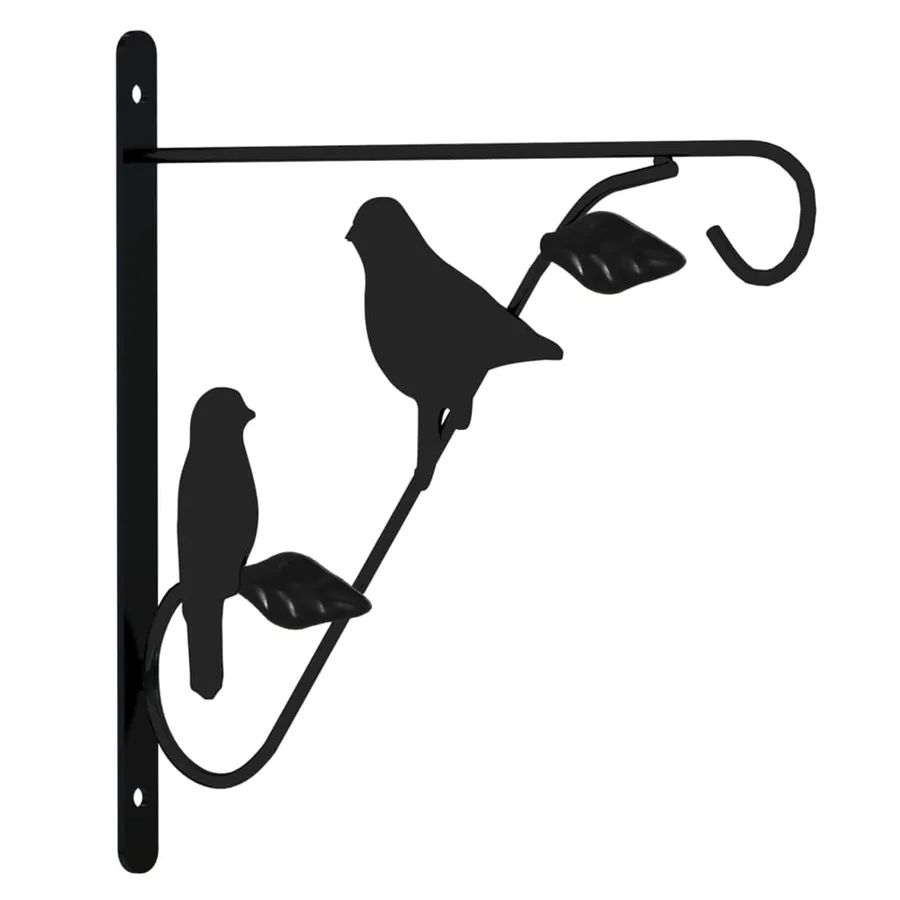 Supports de panier suspendu avec jardinières 4 pcs noir acier - 3