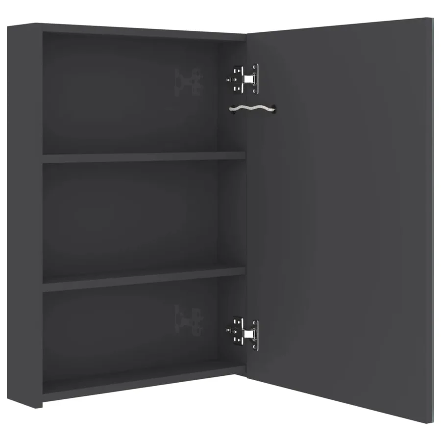 Armoire de salle de bain à miroir LED gris brillant 50x13x70 cm - 5
