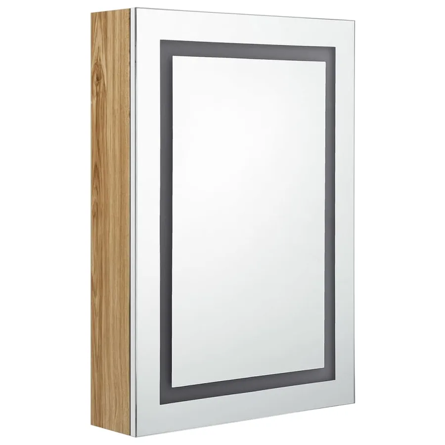 Armoire de salle de bain à miroir LED blanc et chêne 50x13x70cm - 3