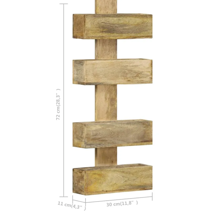Porte-revue mural 30x11x72 cm Bois de manguier solide - 7