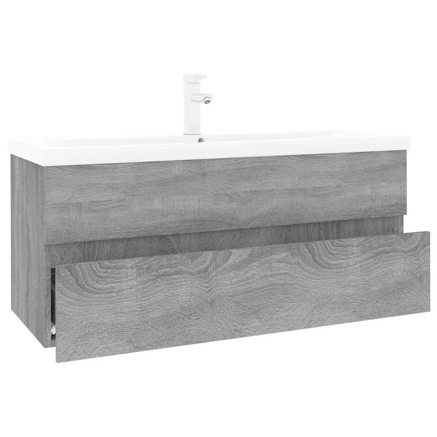 Meuble lavabo avec bassin intégré Sonoma gris Bois d'ingénierie - 2