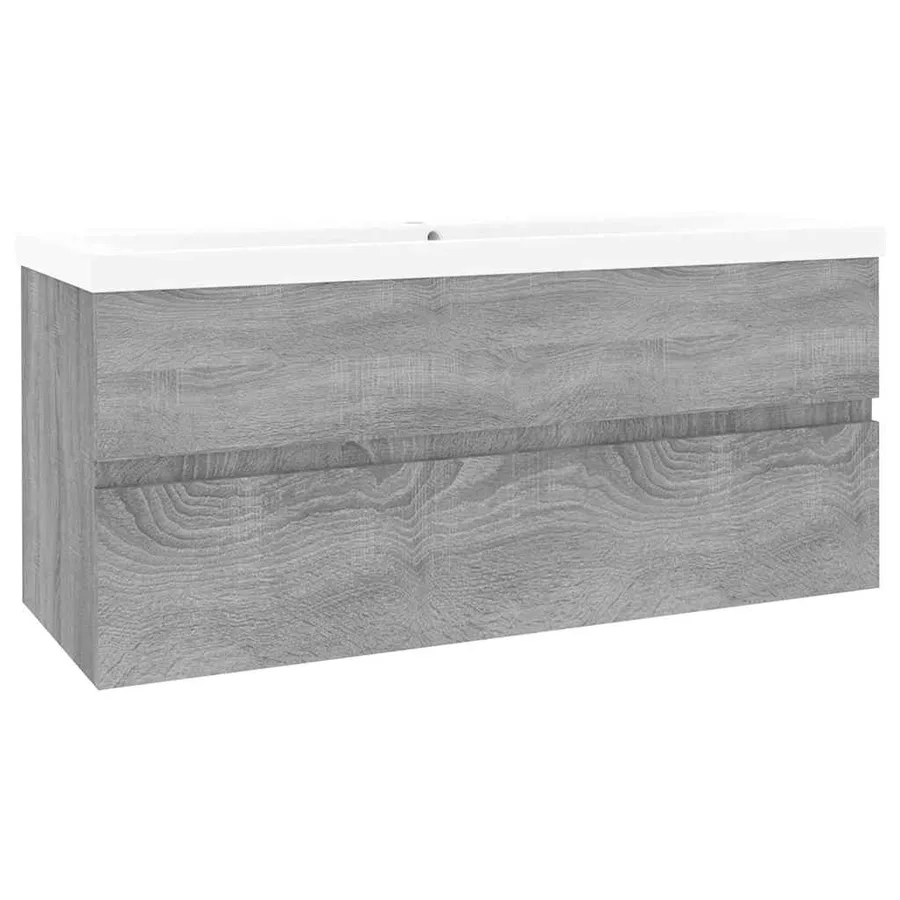 Meuble lavabo avec bassin intégré Sonoma gris Bois d'ingénierie - 4