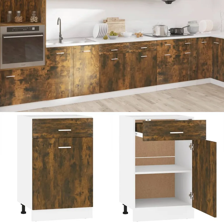 Armoire à tiroirs "Lyon" Chêne fumé 50 x 46 x 81,5 cm Bois d'ingénierie