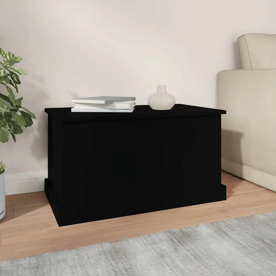 Boîte de rangement noir 70x40x38 cm bois d'ingénierie - 3