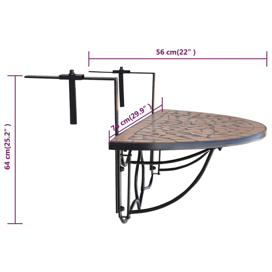 Table suspendue de balcon Terre cuite Mosaïque - 6