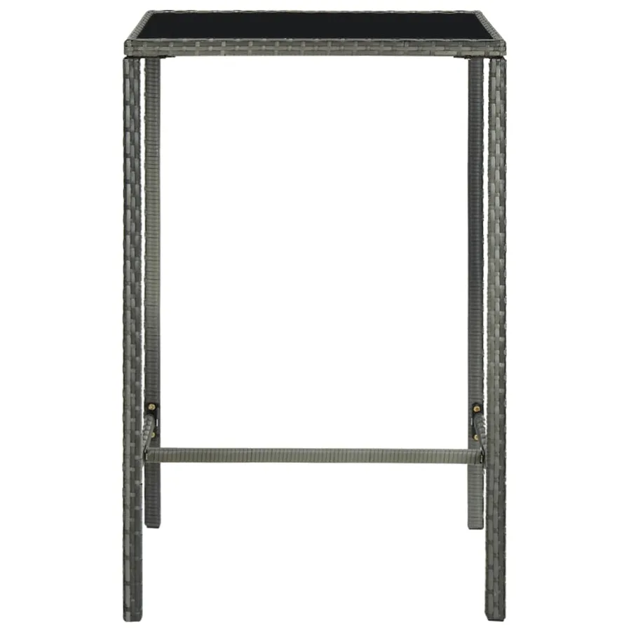 Table de bar de jardin Gris 70x70x110cm Résine tressée et verre - 2