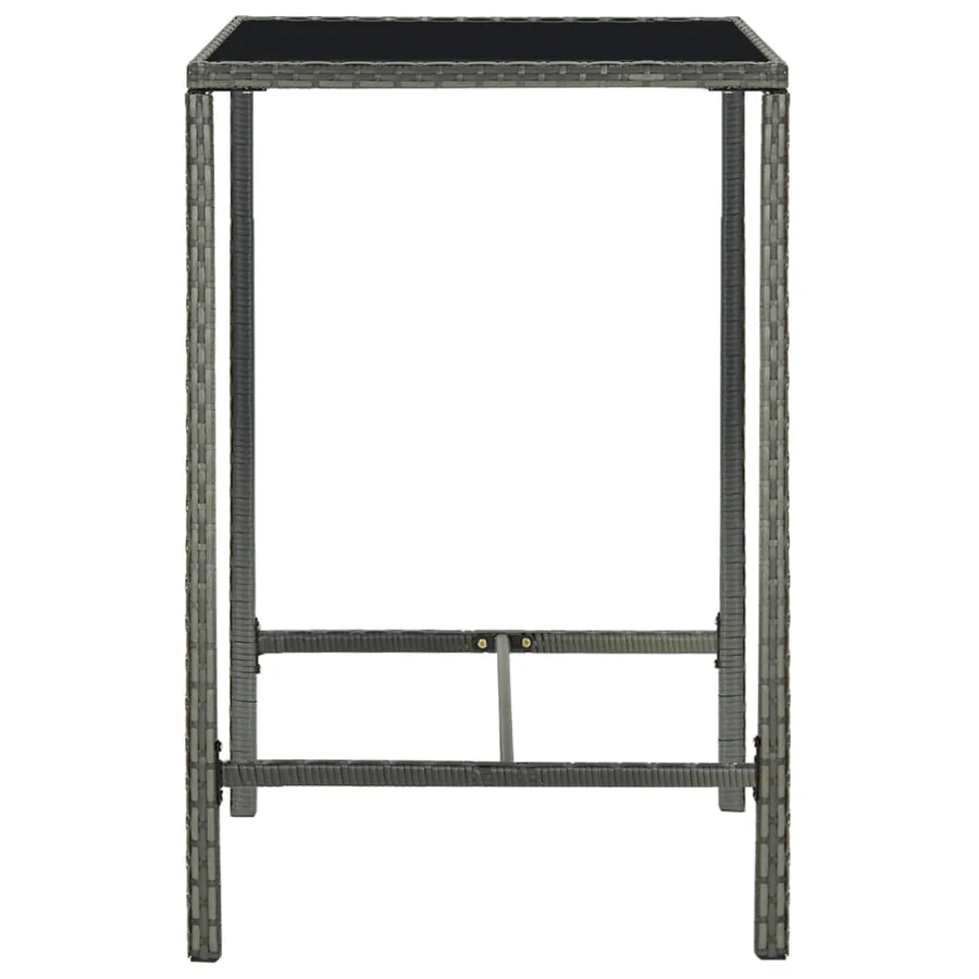 Table de bar de jardin Gris 70x70x110cm Résine tressée et verre - 3