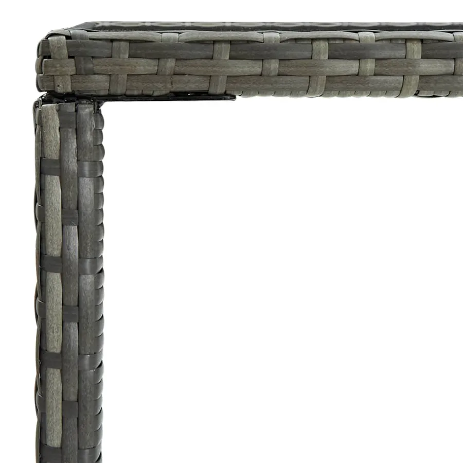 Table de bar de jardin Gris 70x70x110cm Résine tressée et verre - 4