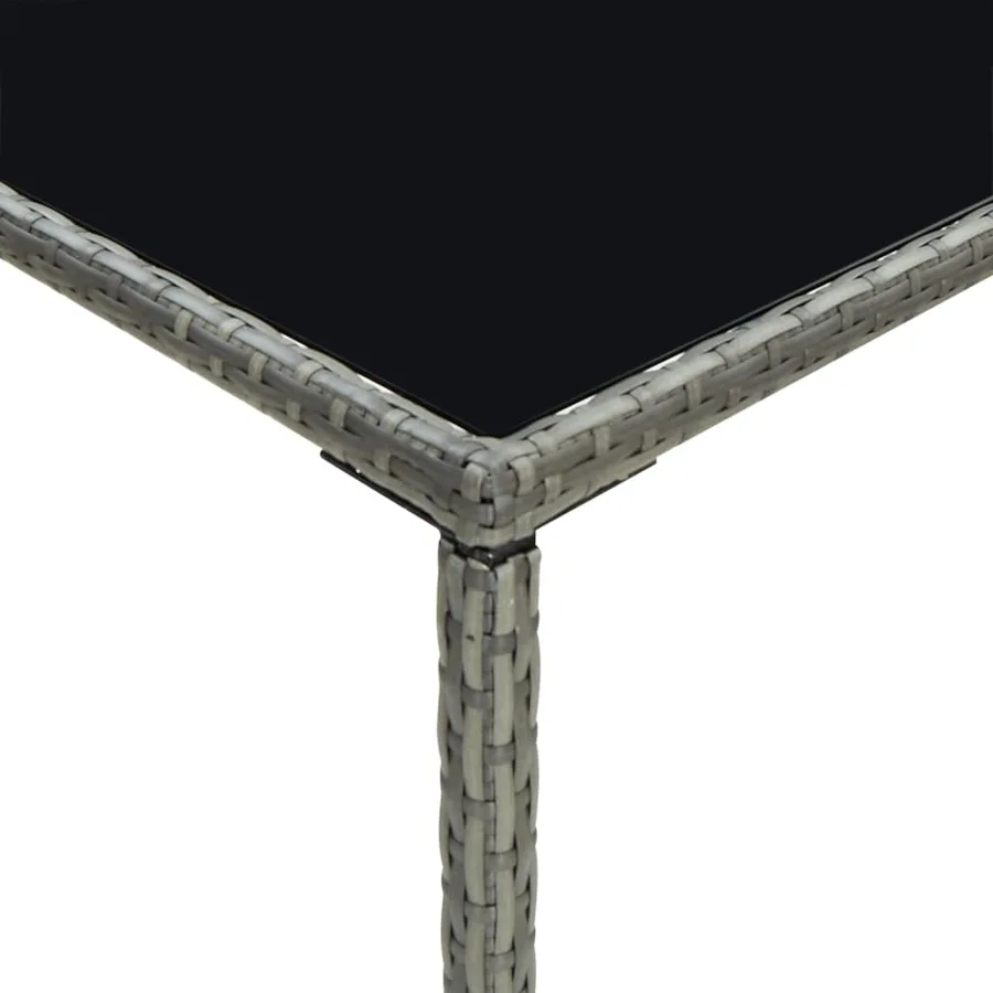 Table de bar de jardin Gris 70x70x110cm Résine tressée et verre - 5