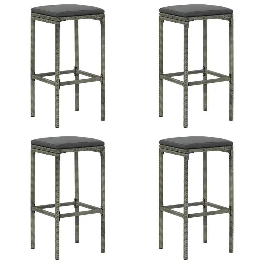 Ensemble de bar de jardin 5 pcs et coussins Résine tressée Gris - 6