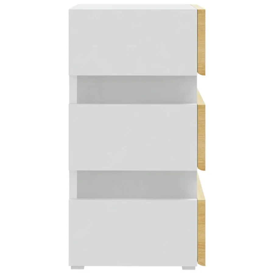 Table de chevet à LED Blanc et chêne sonoma 45x35x67 cm - 7