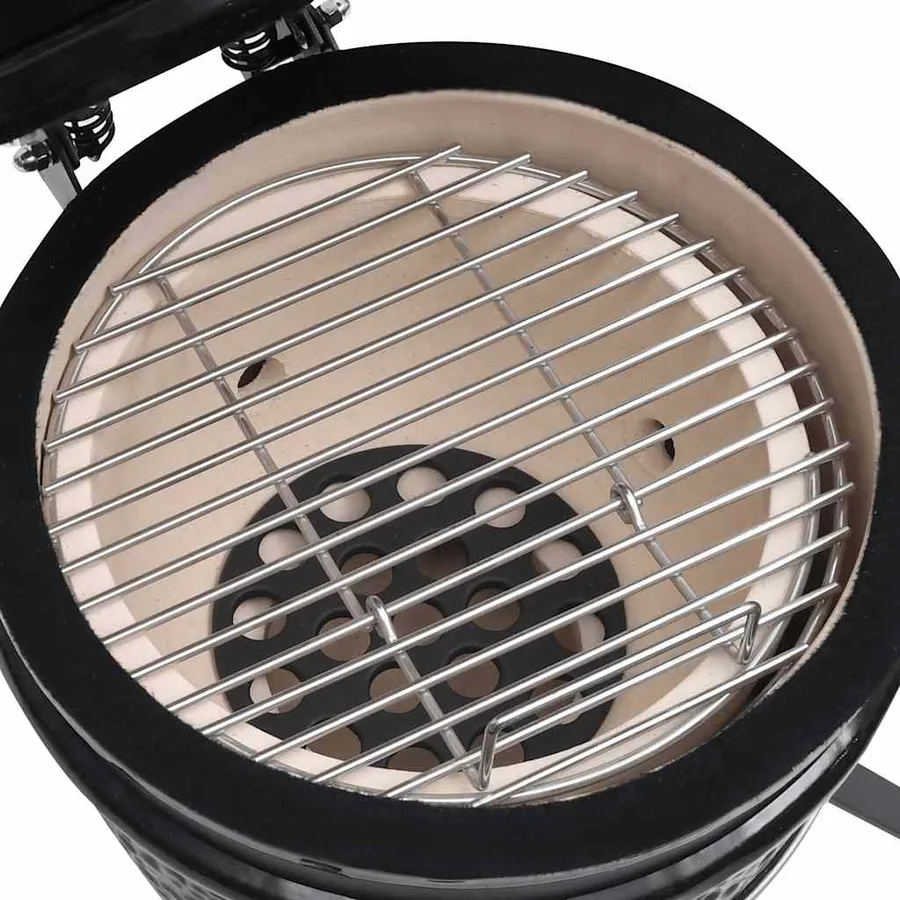 Barbecue à fumoir Kamado 2-en-1 Céramique 56 cm Noir - 7