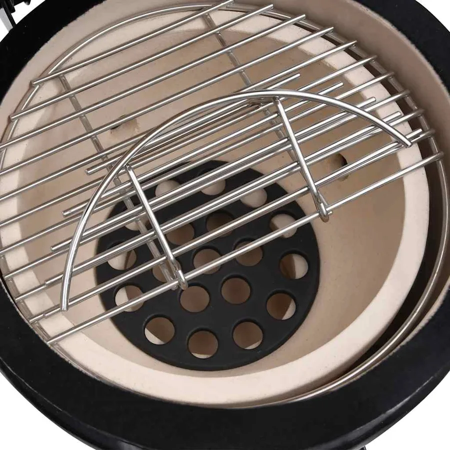 Barbecue à fumoir Kamado 2-en-1 Céramique 56 cm Noir - 8