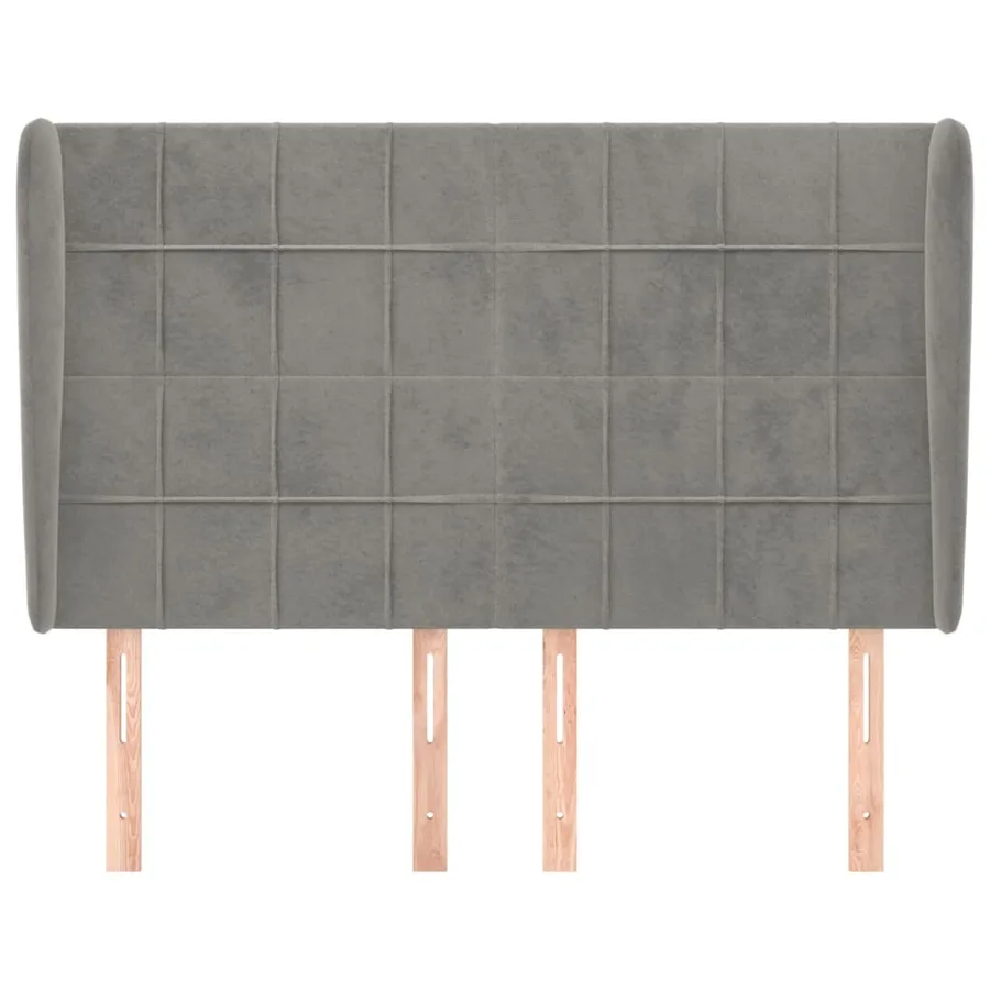 Tête de lit avec oreilles Gris clair 147x23x118/128 cm Velours - 3