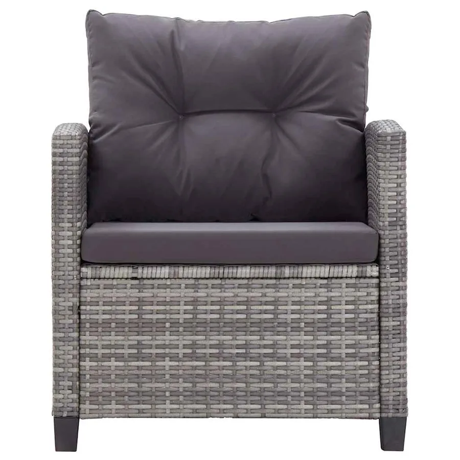 Salon de jardin 6 pcs avec coussins Résine tressée Gris foncé - 10