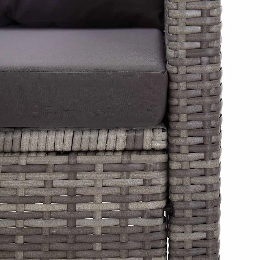 Salon de jardin 6 pcs avec coussins Résine tressée Gris foncé - 16