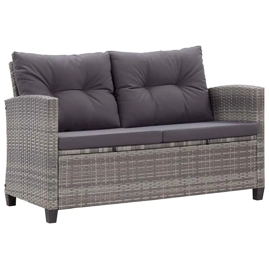 Salon de jardin 6 pcs avec coussins Résine tressée Gris foncé - 5