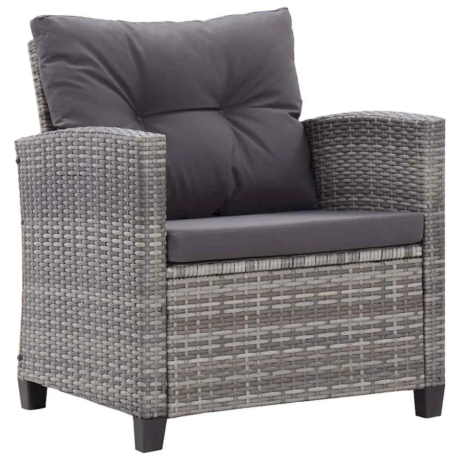 Salon de jardin 6 pcs avec coussins Résine tressée Gris foncé - 6