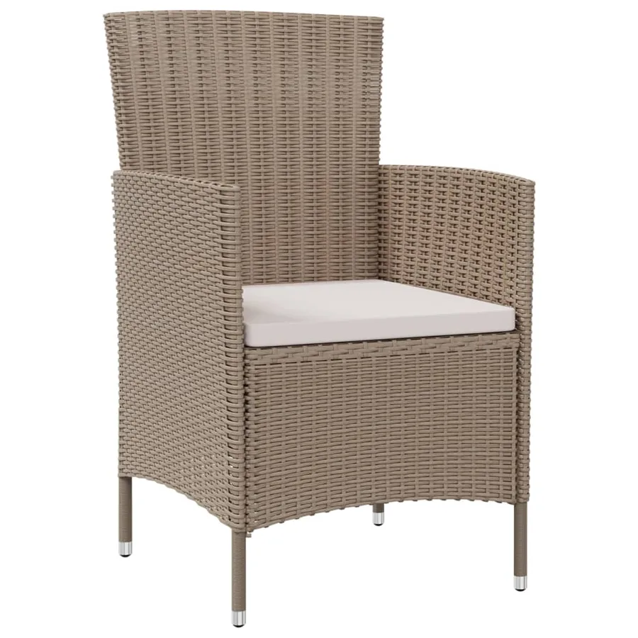 Chaises de jardin avec coussins lot de 4 Résine tressée Beige - 2