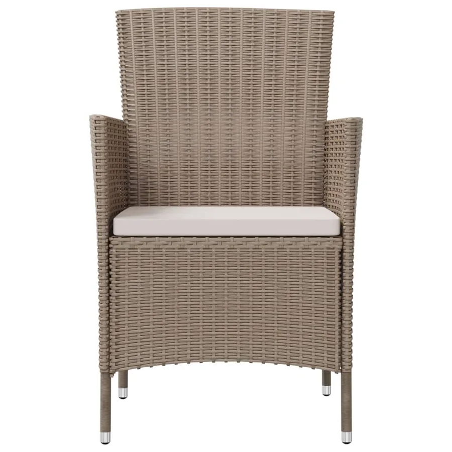 Chaises de jardin avec coussins lot de 4 Résine tressée Beige - 3