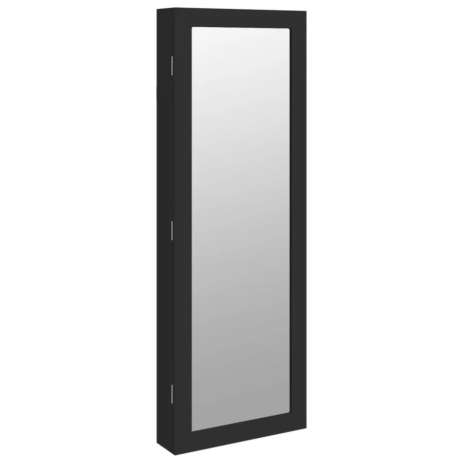 Armoire à bijoux avec miroir murale noir 37,5x10x106 cm - 2