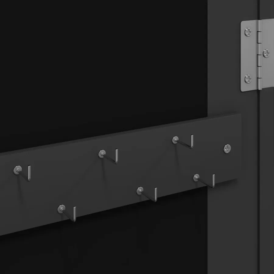 Armoire à bijoux avec miroir murale noir 37,5x10x106 cm - 8