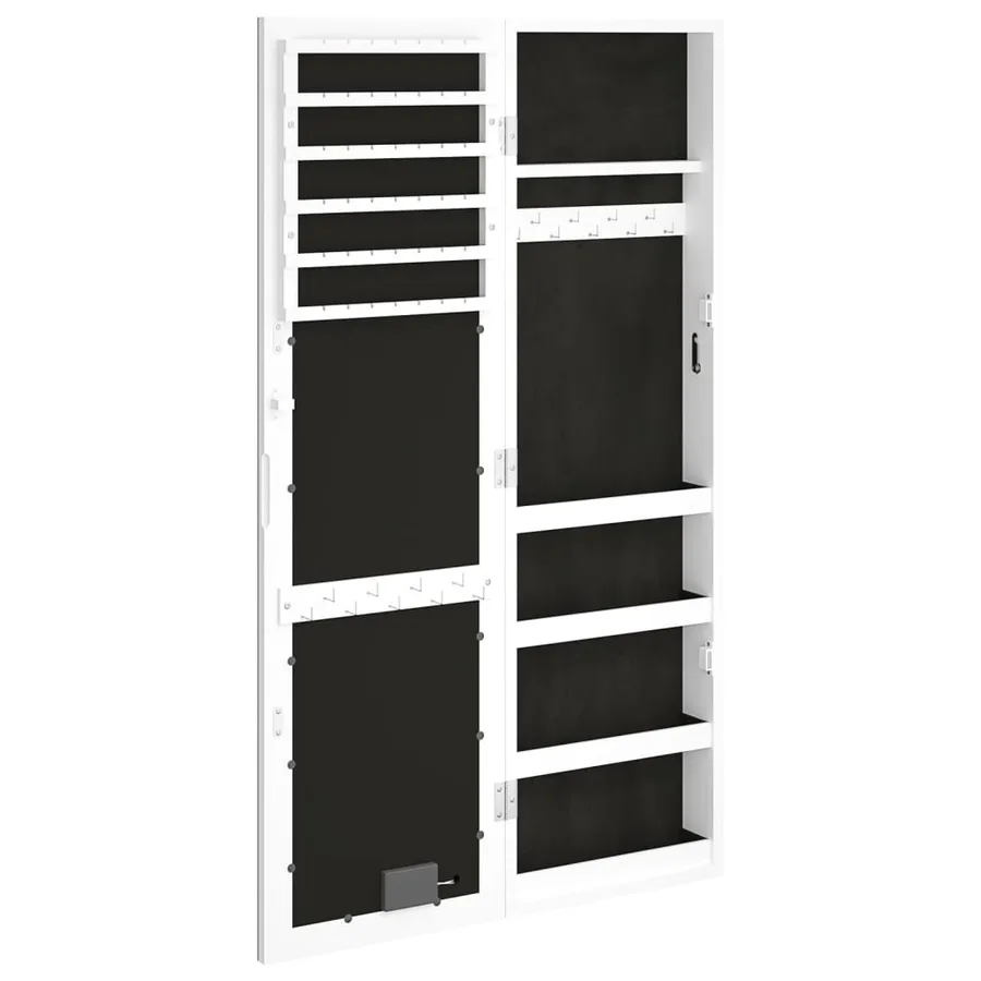 Armoire à bijoux avec miroir et éclairage LED mural blanc - 8