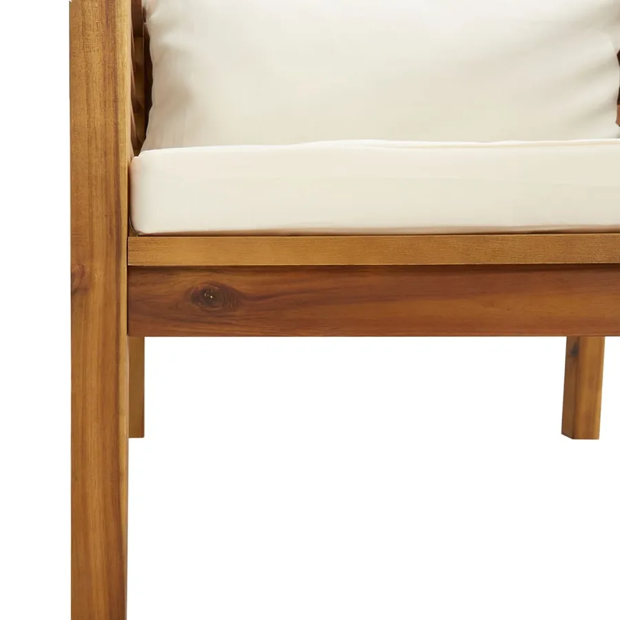Salon de jardin 7 pcs avec coussin crème Bois d'acacia solide - 7