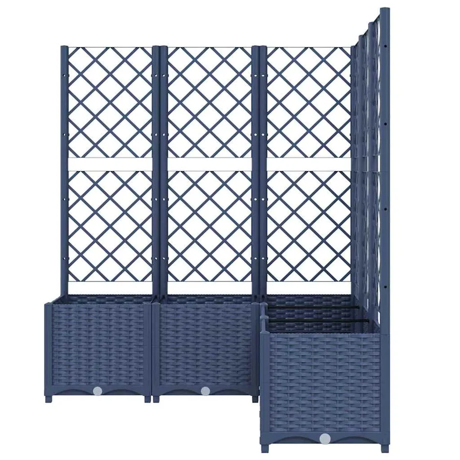 Jardinière avec treillis bleu gris 120x120x136 cm PP - 3