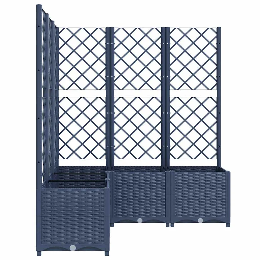 Jardinière avec treillis bleu gris 120x120x136 cm PP - 4