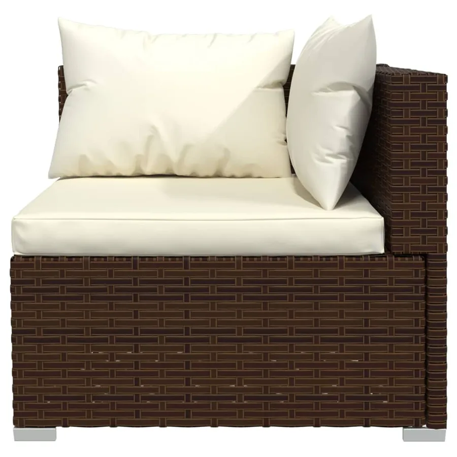 Salon de jardin 6 pcs avec coussins Résine tressée Marron - 4
