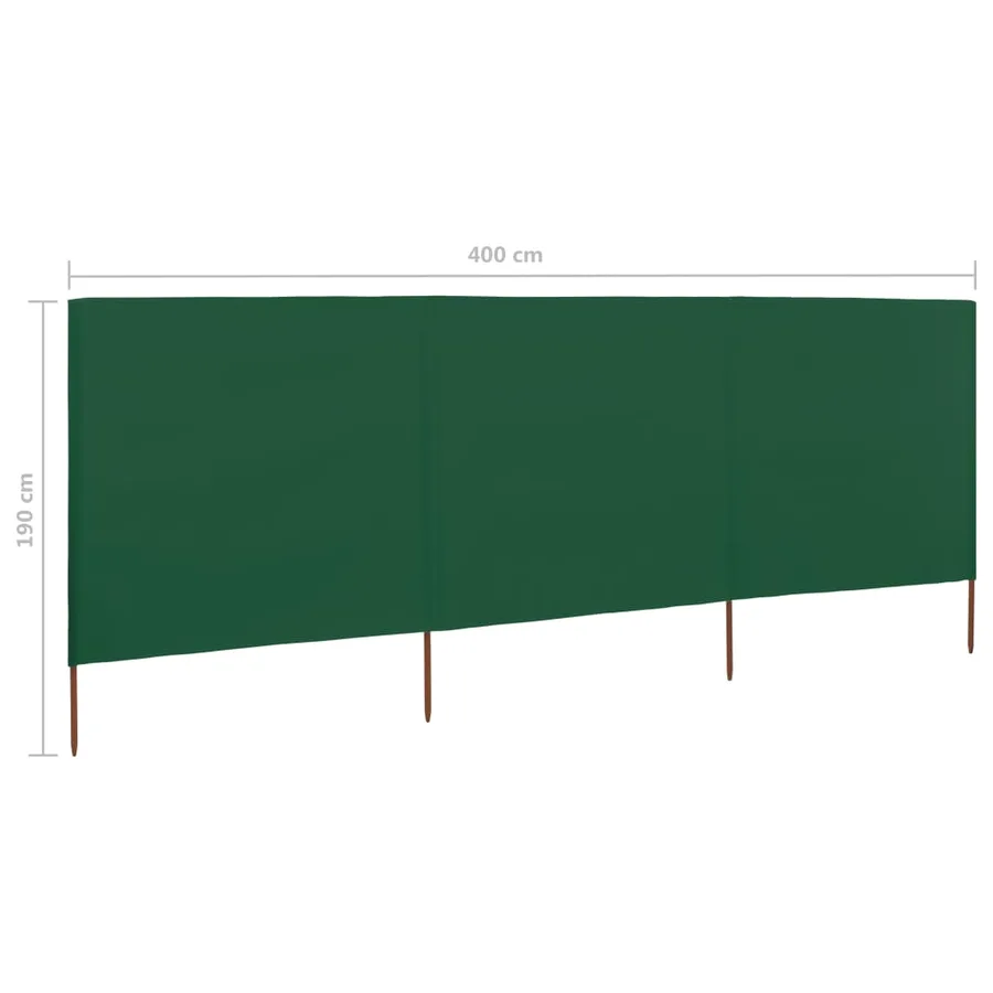 Paravent 3 panneaux Tissu 400 x 160 cm Vert - 6
